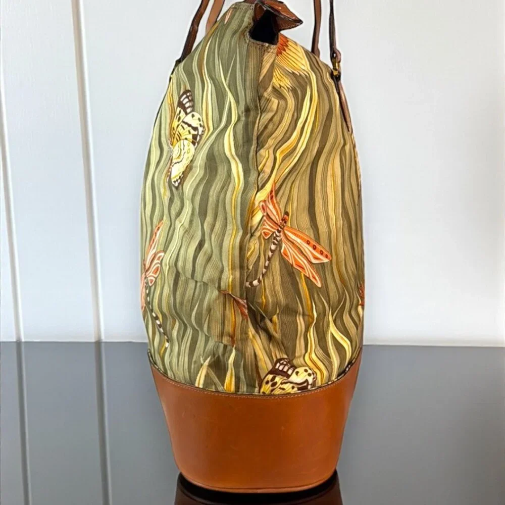 Salvatore Ferragamo Vintage Foldable Canvas and Leather Botanical